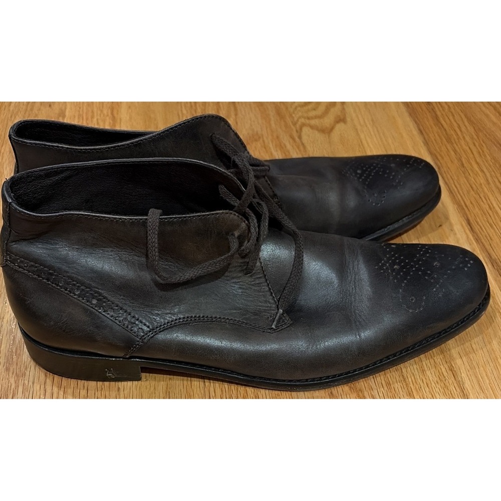 John Varvatos Brown Leather Medallion Toe Chukka Boots Mens 12 - Picture 3 of 6